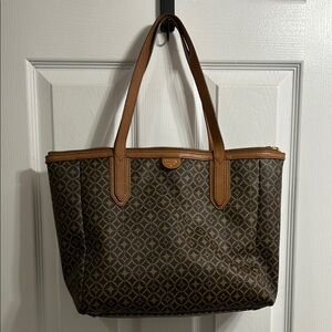 Fossil leather brown Tote Bag
